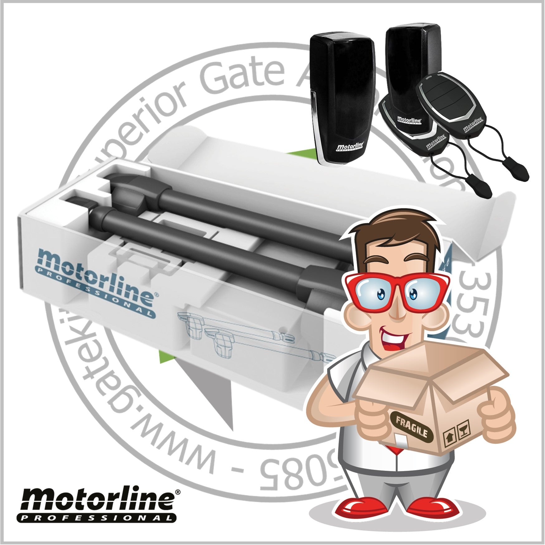 Motorline LINCE Double Leaf Gate Kit - For Entrances up to 5m (15ft)
